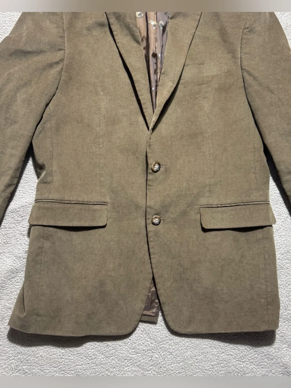 Lauren Ralph‎ Lauren Jacket Mens 39L Brown Blazer Fox Print Lined Elbow Pads